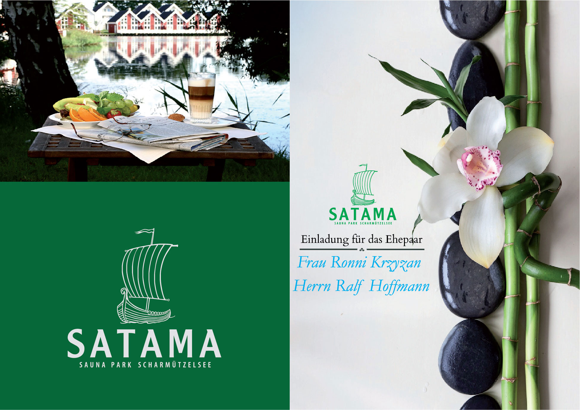 invitation flyer for sauna resort